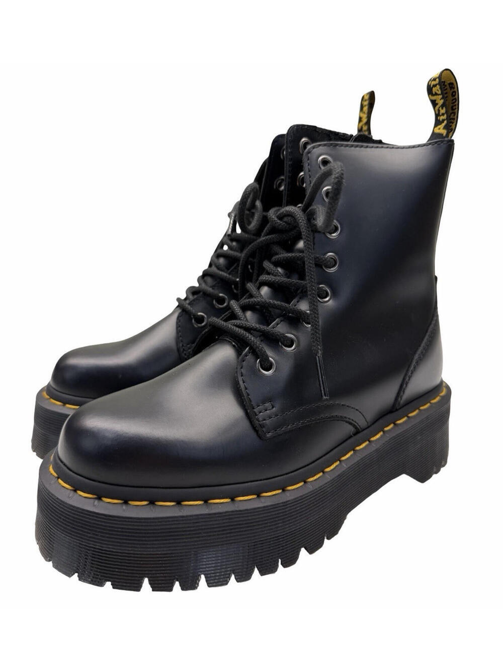 Dr. Doc Martens Jadon Polished Smooth Leather Platforms Black Size US 6